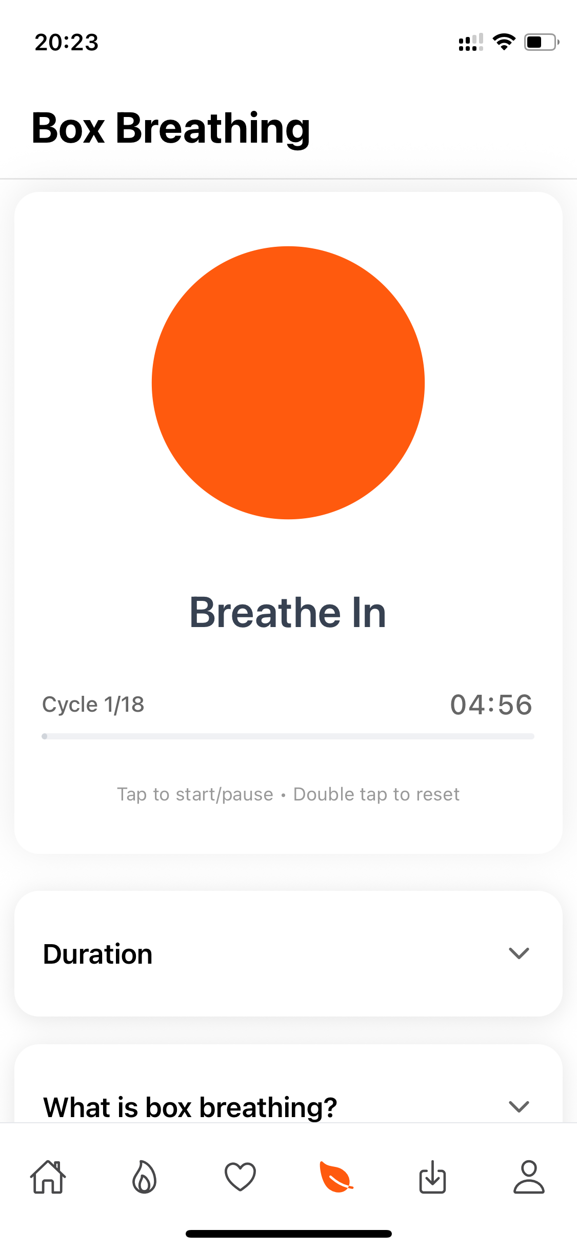 Box breathing timer