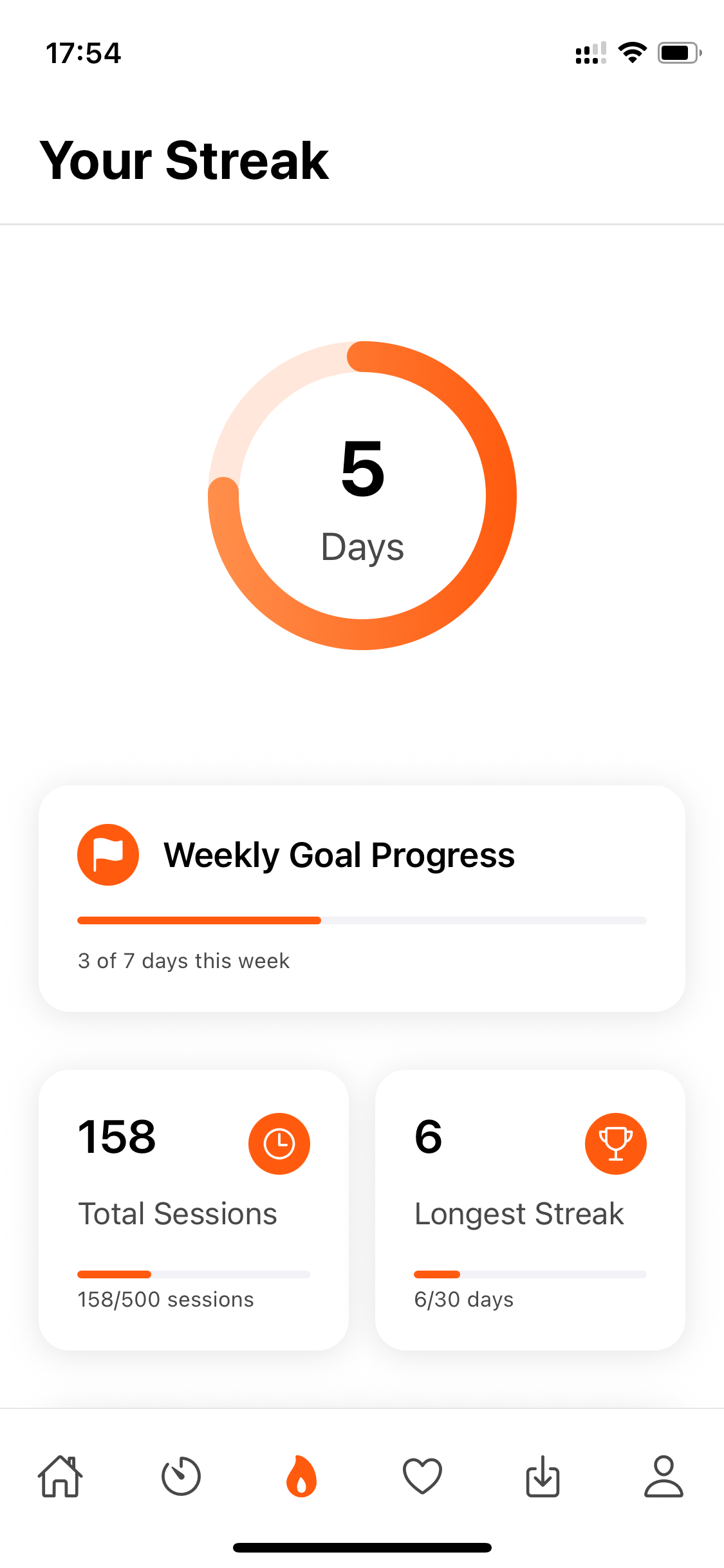 Streak progress screen