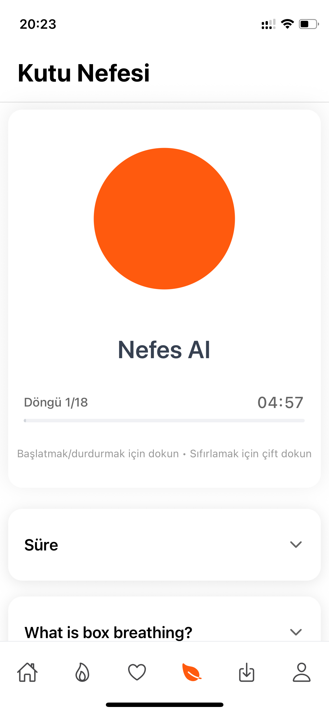 Box breathing zamanlayıcı